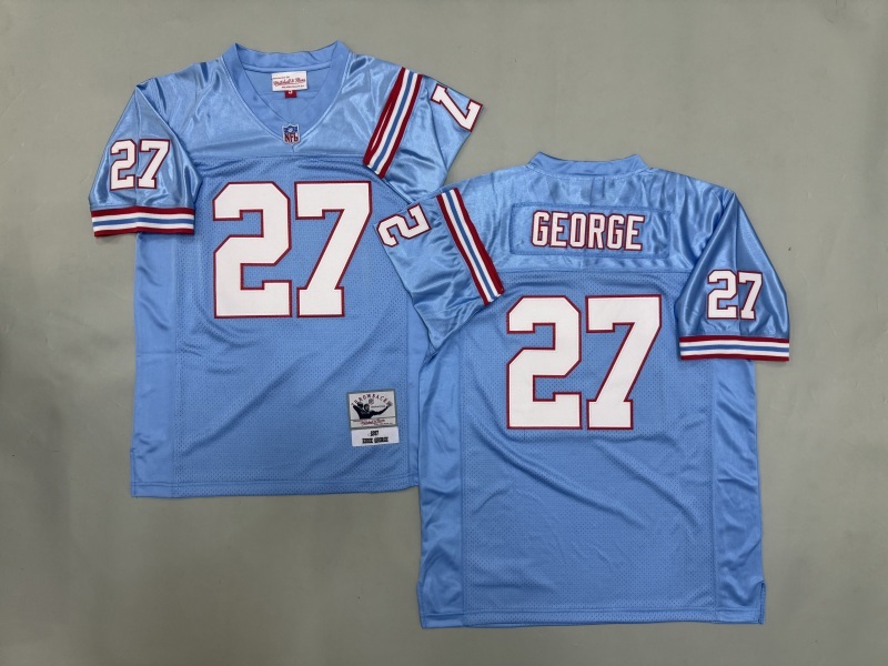 Men 2025 Tennessee Titans #27 George Light blue Throwback Limited NFL Jersey style 001